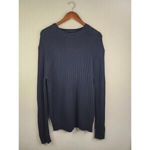 Jachs Knit Sweater Crewneck Classic Navy Men's Textured Long Sleeve Pullover XL